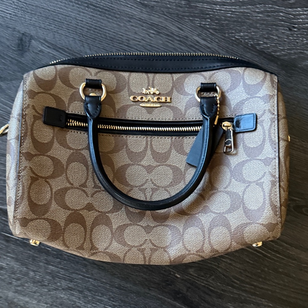 Coach Signature Brown and Black Satchel